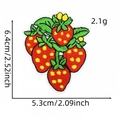 Red strawberry cluster embroidery patch with green leaves and precise size dimensions - Strawberry Cluster (16#)