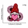 Toppa ricamata gnomo cartone animato con cuore rosa e girasoli, variante da 7cm - Gnomo che tiene un cuore rosa (7#)