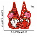 Toppe ricamate a forma di gnomo di San Valentino con cuori e fiori per abbigliamento - Coppia di Gnomi (8#)