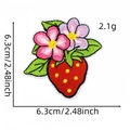Cute strawberry and floral embroidered iron-on patch for clothing accessories, size 6.3cm - Strawberry with Flowers (18#)
