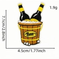 Parche bordado de botellas de cerveza y barril con letras Beer y medidas de dimensiones - Parche De Cerveza N.° 2