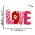 Toppa ricamata rosa LOVE con dettagli a cuore, dimensioni 7 cm x 4,2 cm per valigia - Cuore a Strisce LOVE (12#)