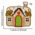 Gingerbread house Christmas embroidered patch with iron-on backing for clothing 7.4cm - Christmas Gingerbread House Style C (Christmas Patch 3#)