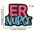 Pink and blue ER NURSE embroidered patch for medical uniforms with 3.1g lightweight - ER NURSE Nameplate