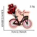 Toppa ricamata con bicicletta e palloncini a cuore rossi e scritta My Love per borse - Bicicletta Cuore (14#)