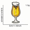 Embroidered cartoon beer mug patch with yellow foam details, size 6.8x3cm decoration - Tall Beer Glass Style (AZ2507A6-3)
