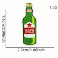 Cartoon beer bottle embroidery patch with green body red star and BEER text logo - Green Beer Bottle Style (AZ2507A6-3)