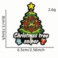 Detail of Christmas tree sniper embroidered patch with size dimensions and stitch texture - Christmas Tree Style (2#)