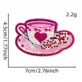 Patch ricamate con tazza di caffè rosa e ciambella per valigie e creazioni fai-da-te - Caffè e Ciambella (16#)