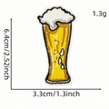 Cartoon beer mug embroidery patch with yellow fill and 6.4cm height dimensions - Beer Patch #8