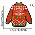 Macro detail of Christmas ugly sweater embroidery patch with Merry Christmas text - Red Sweater Style (4#)