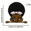 Cartoon embroidered patch of a Black girl with pink bow and afro hair, size 6.5x6.8cm - Pink Bow Afro Girl (6036869923012)