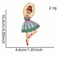 Toppa ricamata ballerina in abito a righe blu con misure 10,4x4,6 cm indicati - Toppa Personaggio Dei Cartoni Animati 3#