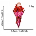 Toppa ricamata a ombrello rosa con cuori rossi e fiocco per decorazione fai-da-te - Ombrello Cuore (18#)