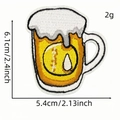 Cartoon beer mug embroidery patch with baseball design and dimensional measurements - Sporty Beer Mug Style (AZ2507A6-3)