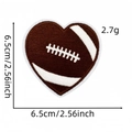 Heart-shaped rugby ball embroidery patch, 6.5cm iron-on sports badge for clothing - Heart Shape Rugby Style (1#)