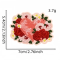 Toppa ricamata a cuore rosa con rose e margherite, decalcomania floreale per valigie - Cuore Floreale (19#)