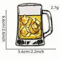 Embroidered cartoon beer glass patch with ice cubes, size 6.6x5.6cm for DIY sewing - Beer Mug with Ice Style (AZ2507A6-3)