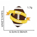 Embroidered rugby league ball patch with yellow ribbon, size 6.5cm by 5.6cm for sewing - League Ribbon Style (2#)