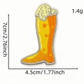 Embroidered beer mug boot patch with yellow gradient design and size dimensions - Beer Patch #12