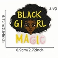 Embroidered Black Girl Magic patch for clothing with Afro hair design and pink lettering - Afro Girl With Text Design (6036869923015)