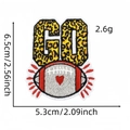 Leopard print GO rugby ball embroidered patch with red heart detail measuring 6.5cm - Leopard Print Go Style (5#)