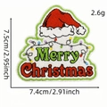 Green Christmas hat embroidery patch with Merry Christmas text and size 7.5x7.4cm - Merry Christmas With Lights And Santa Hat Style