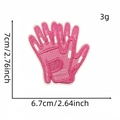 Roze cartoon golfhandschoen patch met letter P borduurwerk voor kledingdecoratie - Roze Handschoen Stijl (1#)