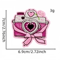 Toppa ricamata a forma di macchina fotografica rosa con cuore e rosa per valigie - Macchina Fotografica Cuore Rosa (22#)