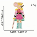 Nutcracker-style cartoon mouse embroidered patch in pink uniform, size 9.4cm x 4.3cm - Mouse Soldier with Sword (9#)