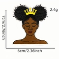 Embroidered patch of an African girl with golden crown, size 6x7cm for clothing decor - Girl With Golden Crown (6036869923017)