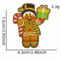 Gingerbread man embroidery patch with hat and scarf for Christmas garment decoration - Gingerbread Man Gift Box Style (Christmas Patch 5#)