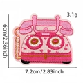 Toppa ricamata a forma di telefono retrò rosa con cuore larga 7,2cm per valigie - Telefono Cuore Vintage (23#)