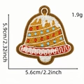 Golden Christmas bell embroidered iron-on patch with colorful festive details - Christmas Bell Style (Christmas Patch 6#)