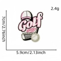 Roze golf thema geborduurde patch met hoed en clubs, maat 7x5,9 cm - Hoed en Club Combo Stijl (4#)