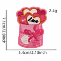 Toppa ricamata a bouquet di cuori rosa con testo XO Love e fiocco per decorazioni fai-da-te - Bouquet XO and Love (24#)