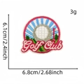 Pink round golf club embroidered patch with white ball and green course sports applique - Blue Sunburst Round Style (6#)