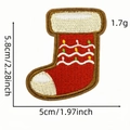 Christmas stocking embroidery patch in red and white colors with size dimensions 5.8cm x 5cm - Christmas Sock Style (Christmas Patch 8#)