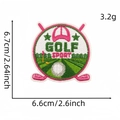 Pink cartoon golf sport embroidered patch with measurement labels and 3.2g weight - Pink Border GolfSport Style (7#)
