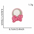 Pink Golf embroidery patch for clothes, size 6.1x4.4cm with detailed white ball design - Pink Word Golf Style (8#)