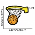 Embroidered basketball hoop patch for clothing with detailed dimensions and weight - Ball in Hoop Style