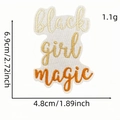 Black Girl Magic embroidered patch accessory with golden thread and size measurements - Golden Art Text Magic Slogan (6036869923024)