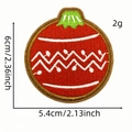 Red embroidered Christmas bauble patch with white wave patterns, size 6cm by 5.4cm - Christmas Bauble Style (Christmas Patch 11#)