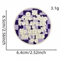 Purple checkered motivational patch 'The Way You Speak To Yourself Matters' 6.5cm diameter - Colored English Letter Cloth Patch #10