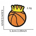 Cartoon crown basketball embroidered patch with size measurements for clothing - Crown Basketball Style