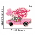 Toppa ricamata per San Valentino con auto rosa e palloncini a forma di cuore - Decappottabile Festiva (28#)