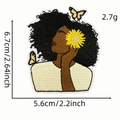 Embroidered black girl patch with sunflower and yellow butterflies 6.7x5.6cm - Afro Woman With Sunflowers (6036869923025)