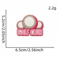Pink cartoon golf club embroidery patch featuring white golf balls and text 6.5x5.2cm - GolfClub Word Combo Style (10#)
