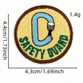 Patch ricamata a moschettone con testo Safety Guard, stemma circolare per l'avventura - Stile Moschettone di Guardia Sicurezza (AZ2507E5-2-8#)