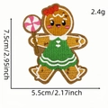 Gingerbread girl Christmas embroidery patch with pink lollipop and red bow decoration - Gingerbread Girl Style (Christmas Patch 12#)